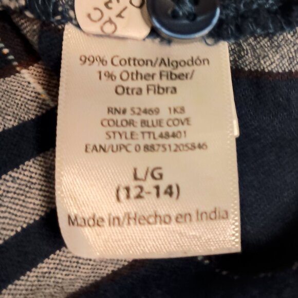 Time and Tru Women’s Blue Plaid Flannel ButtonUp Shirt Bell Sleeves Size L 12–14 - Picture 9 of 16